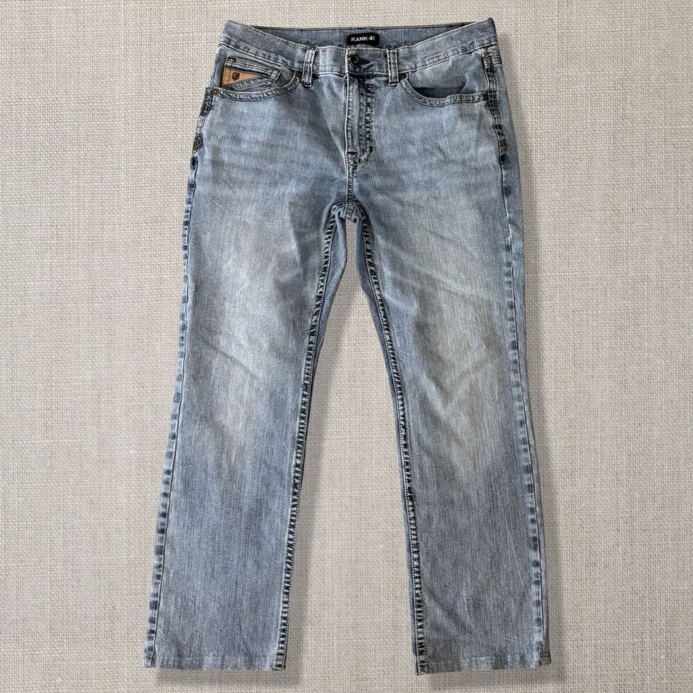 Rank 45 Jeans Men 35x32 Light Wash Straight Denim Pants